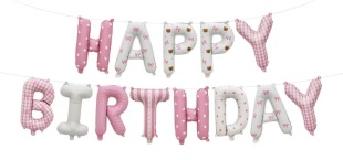 Набор шаров-букв (16''/41 см) Мини-Надпись "Happy Birthday", Розовый/Белый, 1 шт. в уп.