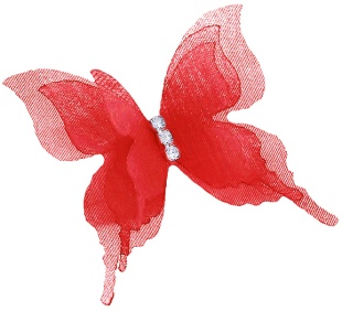 Декоративные бабочки Шифоновые, трехслойные, клеевые точки в компл, Красный, 4,5*5 см, 10 шт.